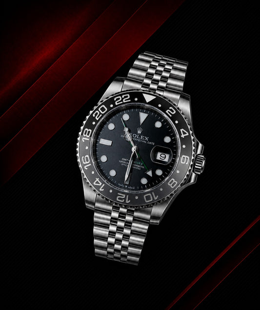 Luxury GMT Master-Style Automatic Men’s Watch – Black Dial, Silver Jubilee Bracelet